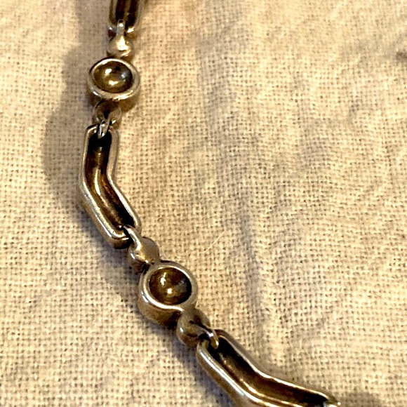 Vintage Sterling Silver Marcasite clear Crystal Choker. 29 grams. - Picture 7 of 12